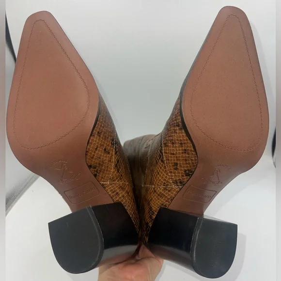 Franco Sarto Womens Jaxon Mid Calf Heeled Boot Snakeskin Embossed Size 8.5M NWB - Picture 10 of 14